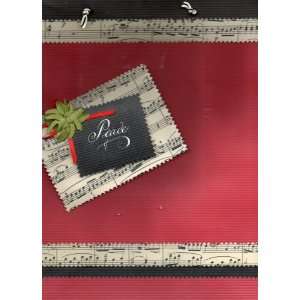  Christmas Bag Medium to Large, MUSICAL NOTES, RED, BLACK 