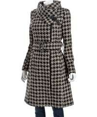 Bluefly Soia & Kyo black houndstooth Chel H belted coat : Questions 
