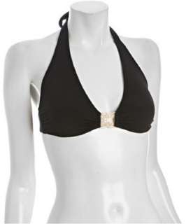 Trina Turk black Gypset triangle halter bikini top  BLUEFLY up to 