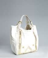 style #309326001 white lambskin Moyen gold trim shoulder bag