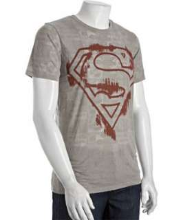 Wet Cement grey printed comic burnout Superman crewneck t shirt 