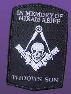 Masonic Biker Patch,In Memory of Hiram Abiff Widows Son  