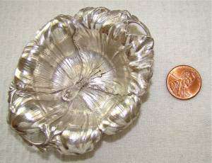 ORCHID ANTIQUE STERLING SILVER PIN TRAY BOWL OPEN SALT CELLAR DISH 