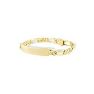  Mens 14k Solid Gold Slim Figaro Engraveable ID Bracelet Jewelry