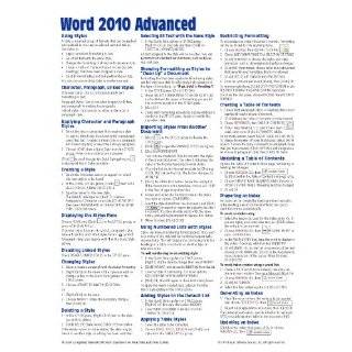 Microsoft Word 2010 Introduction Quick Reference Guide (Cheat Sheet of 