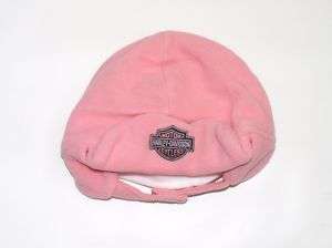 Baby Girls Pink Harley Davidson Fleece Winter Hat 12 24  