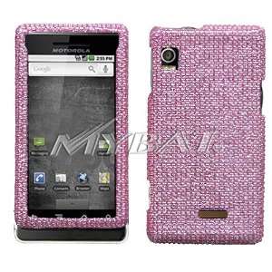  Motorola Droid A855 Full Diamond Bling Pink Hard Case Snap on Cover 