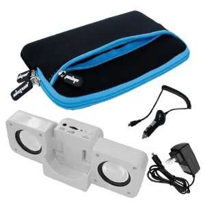  Skque Premium Blue Glove Case + White Folding up Speaker 