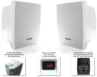 New 6.5 White 400 Watt Studio Monitor Style Speakers  