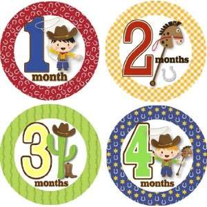  Ride Em Cowboy Monthly Baby Bodysuit Stickers: Baby