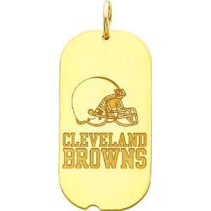  14K Gold NFL Cleveland Browns Logo Dog Tag Charm: Sports 