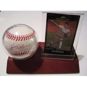  Kerry Wood Chicago Cubs Signed Autographed Baseball & Wood 