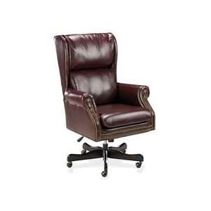 Executive high back chair features individual nail head trim, vinyl 