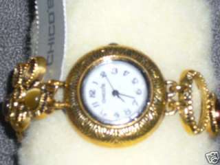 CHICOS ladies gold link watch with flower  