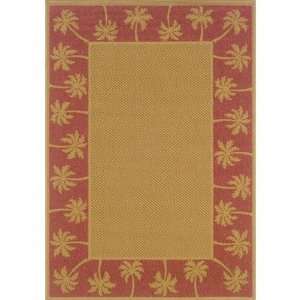   Weavers Sphinx 606C8 Lanai Palm Trees Beige / Red Contemporary Rug