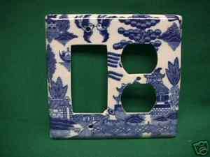 Blue Willow Porcelain Outlet/Rocker Silent Switch Cover  