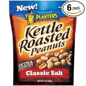 Planters Kettle Roasted Classic Salted Peanuts, 15 Ounce Packages 