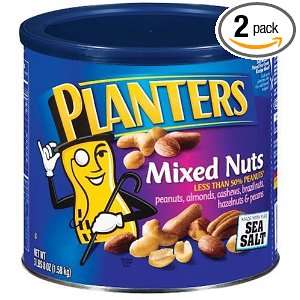 Planters Mixed Nuts With Pure Sea Salt, 56 Ounce Tin (Pack of 2)