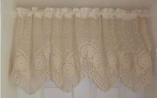 Vintage hand crochet lace Cotton Cafe off white Curtain/Valance  
