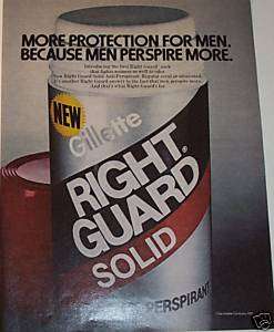 1981 NEW GILLETTE RIGHT GUARD ANTI PERSPIRANT AD  