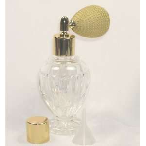   Refillable Empty Glass Perfume Bottle Gold Bulb Spray Atomizer 1.64 Oz