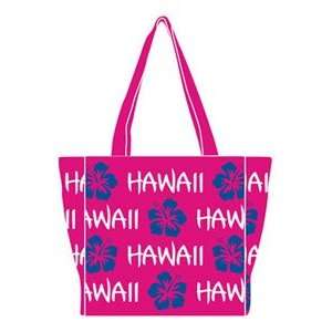  Hawaiian Canvas Tote Bag Robin Ruth Pink White Blue 
