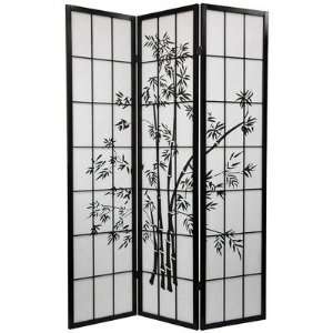   Oriental Furniture Lucky Bamboo Room Divider in Black