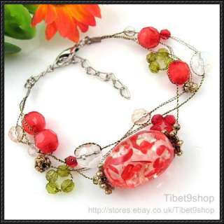   Wholesale Amber Silk Thread Tibetan Necklace Bracelet Earrings Set SX8