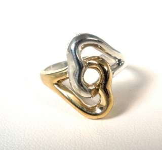 Tiffany & Co. 18K Sterling Silver INTERLOCKING HEART Ring   Tiffany 