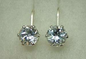 ss 4ctw WHITE Topaz leverback earrings diamond clear  