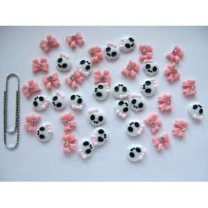 Nail Art 3d 40 Piece Pink Skull & BOW/RHINESTONE for Nails, Cellphones 