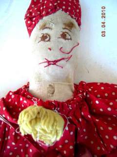 antique HANDMADE CLOWN SOCK STUFFED DOLL TOY owned by Edward Michael 