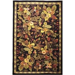   Hooked Black Wool Area Rug, 7 Feet 9 Inch by 9 Feet 9 Inch: Home