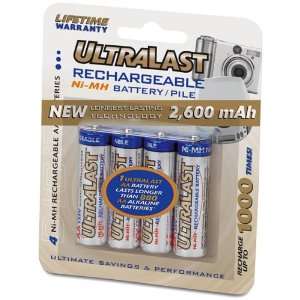  Ultralast UL 4AA2600 AA NiMH Rechargeable Battery Retail 