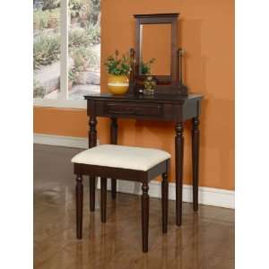  Brown Cherry Vanity, Mirror and Bench