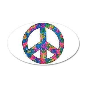  22x14 Oval Wall Vinyl Sticker Peace Symbols Inside Tye Dye 