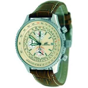  Adee Kaye Mens Leather Strap Chronograph Watch Model 