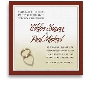  100 Square Wedding Invitations   Cherish Ring Heart 