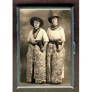  COWGIRLS WESTERN ANTIQUE PHOTO ID Holder Cigarette Case or 